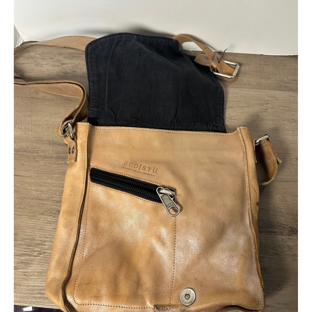 Bed Stu Venice Beach Crossbody Leather Purse Bag Distressed Brown Hobo Boho - Picture 4 of 13